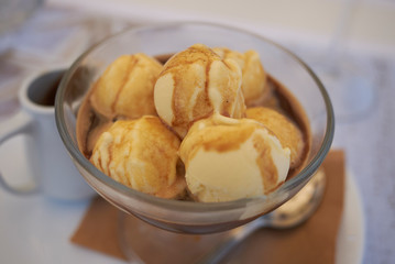 Affogato with vanilla ice cream