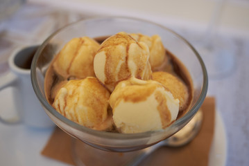 Affogato with vanilla ice cream