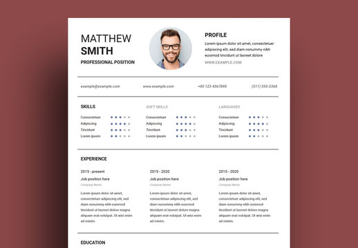 Resume with Three Column Layout