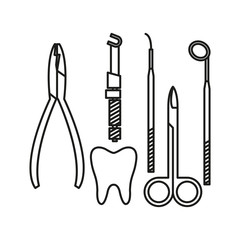 A set of dentist tools. Simple vector illustration