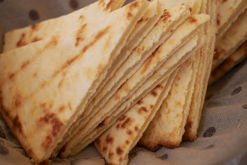 piadina Romagnola slices in a basket