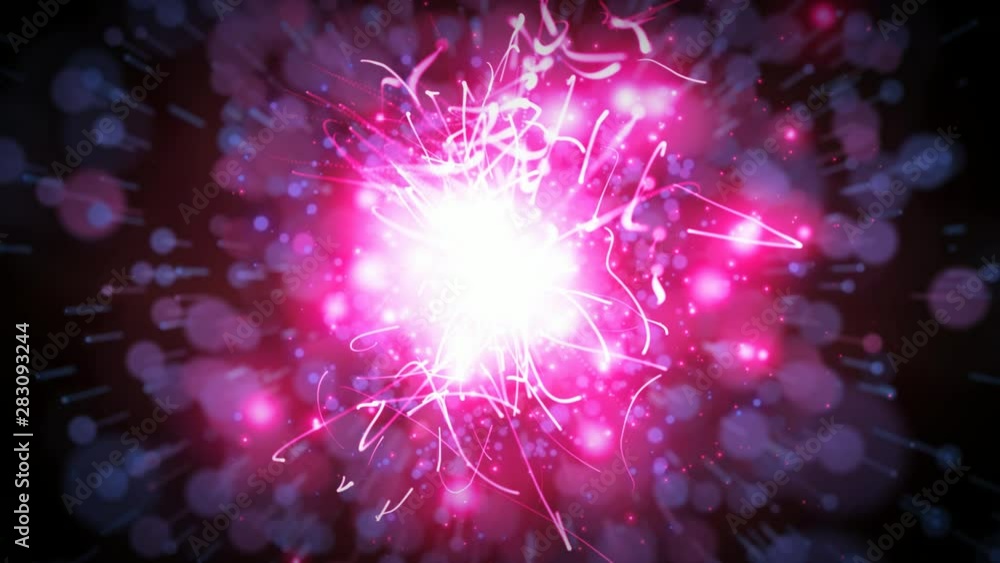 Poster Abstract Fairy Particles Background Seamless Looping/ 4k animation of an elegant abstract dynamic magic background with fairy light leaks seamless looping and glimmer effect