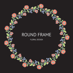 Square round with floral ethnic polkhov-Maydan painting decoration for your design