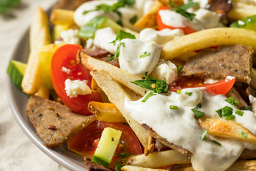 Homemade Greek Gyro Meat French Fries