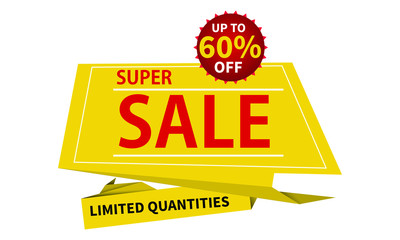 Super sale sticker template. Promotional word art. Colorful tag. Sale tag vector. Special offer sale tag. Promotional sale price.