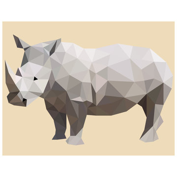 Polygon origams lines geometric wild rhino