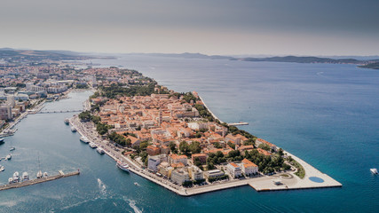 Aerial view of the old city Zadar in Croatia