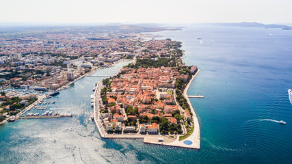 Aerial view of the old city Zadar in Croatia