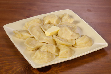 Homemade dumplings with mashed potato
