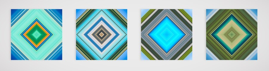 Colorful set of four line pattern, vector illustration