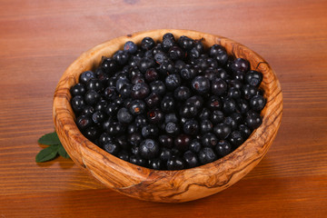 Wild blueberry in the bowl