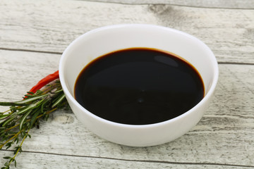 Soya sauce in the bowl