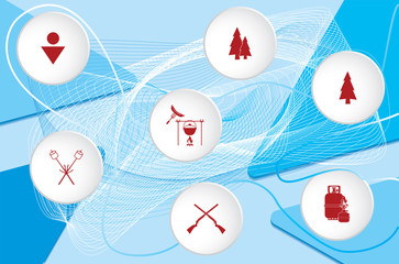 Poster with Set of travel and camping equipment icons