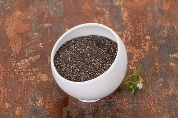 Dietary Chia seeds in the bowl