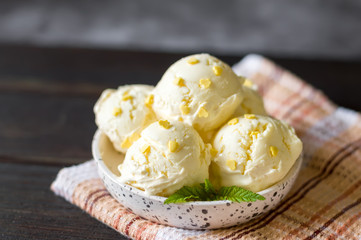 Ice cream. Cream. Cold dessert, sweet.