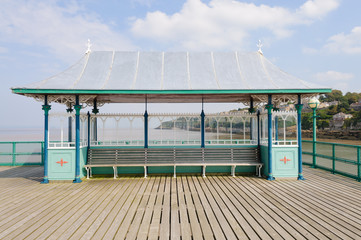 Seat shelter at the end of Clevedon Victorian Pier