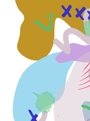 Memphis Style Poster Set. Fluid Color Backgrounds with Futuristic