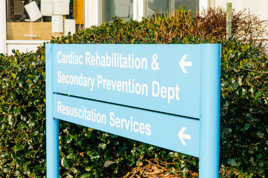 Hospital Sign For Cardiac Rehabilitation Department And Resuscitation Services