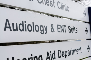 Sign at a hospital for Audiology and ENT Suite