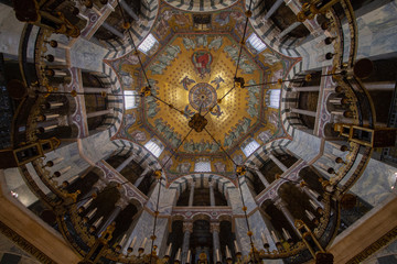 Fototapeta na wymiar Inside view of dome Aachener cathedral the aachen dom