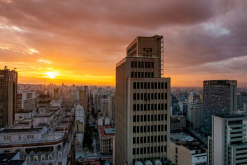 Sao Paulo city skyline sunset, Brazil.