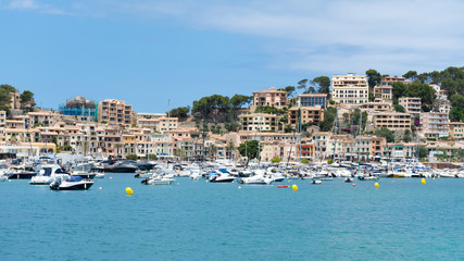 Yachts in the Bay of Port de sóller in Mallorca