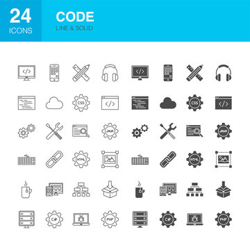 Code Line Web Glyph Icons