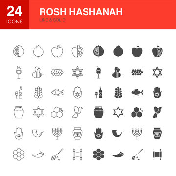 Rosh Hashanah Line Web Glyph Icons