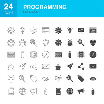 Programming Line Web Glyph Icons