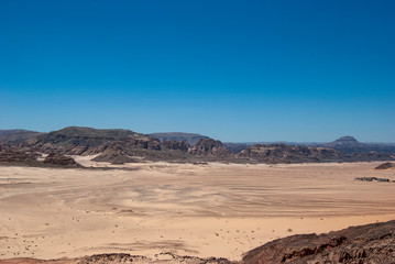 Fototapeta na wymiar The arid landscape of the Sinai desert in Egypt
