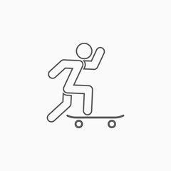 skateboard icon, skateboard vector sign