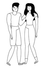 Couple of woman and man cartoon design