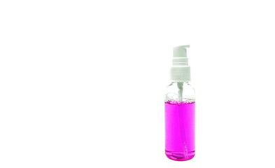 tool for tooth rinse in bottle on white isolated background