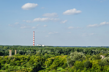 Fototapeta na wymiar Chimney city heating plant in Novi Sad