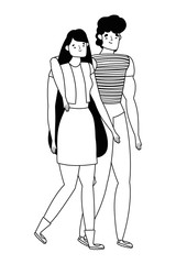 Couple of woman and man cartoon design