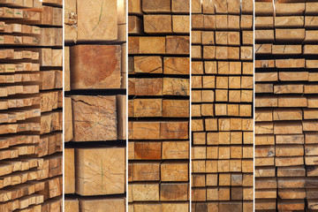 Collage with types of eaves board in stacks