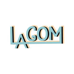 Lagom typography font design. Lettering trendy style logo. Scandinavian lifestyle concept. Vector eps 10.