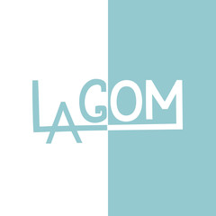 Lagom lifestyle concept logo. Trendy typography font. Scandinavian balanced life word. Vector eps 10.