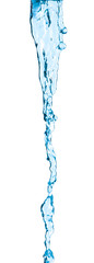 water stream with drops on an isolated white background