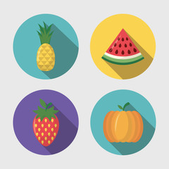 fruits cooking icons flat image design