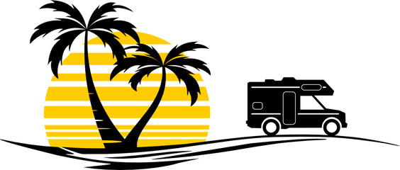 Camping Van Silhouette Palm Beach
