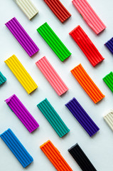Multi-colored plasticine. Pattern. Vertical. Top view