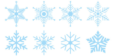 set of snowflake ice crystal icons or symbols vector illustration