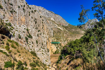 El Chorro gorge along the famous Caminito del Rey path in Andalusia, Spain