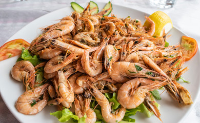 Boiled shrimp dish.