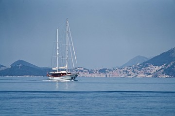 Sailing boat in front of Dubrovnik