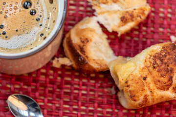  Family breakfast, juice and coffee to start the day with energy