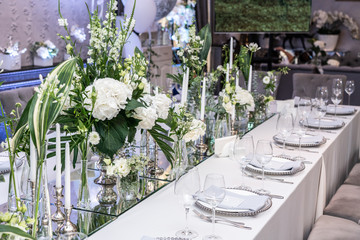 wedding table setting, white color