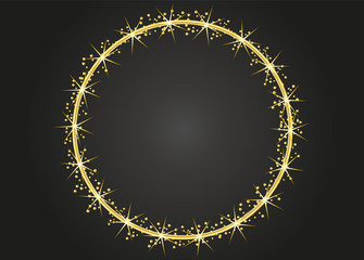 Círculo dorado con destellos.