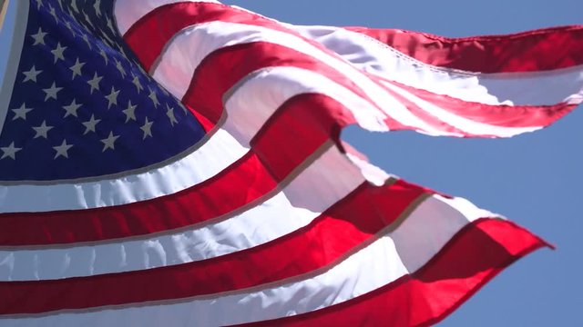 American flag old glory waving slowly in the wind